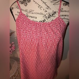 Women's Faded Glory Red and White Floral Spaghetti Strap Camisole Tank Size 4/6